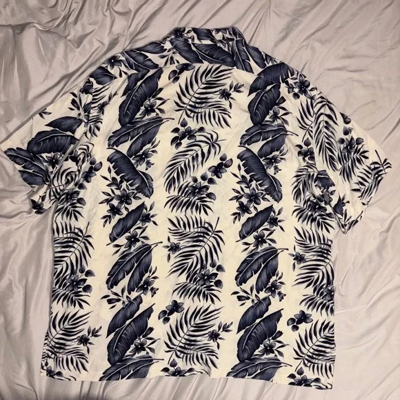 POLO RALPH LAUREN Clayton Shirt Mens XXL White Navy Tropical Leaf Viscose - Picture 4 of 8